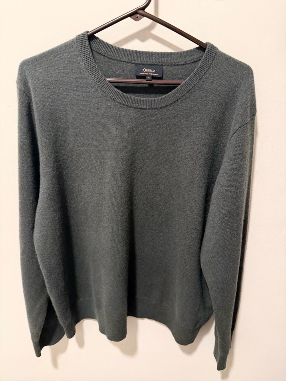 Quince Mongolian Cashmere Sweater Womens Size XL dark moss Long Sleeve